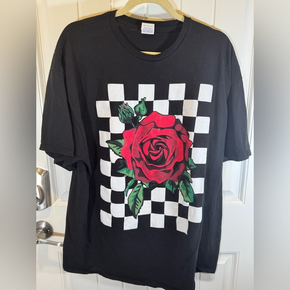 Emo Checks and Rose Tee Unisex 2XL